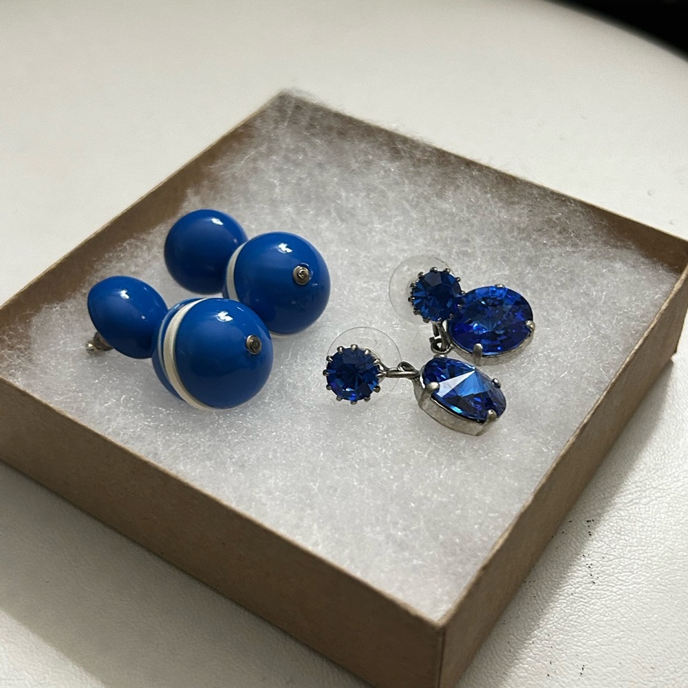 Set of Two Blue Earrings.
